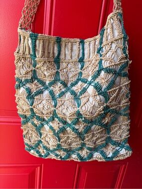 Vintage Jute Woven Hemp Boho Crossbody Bag